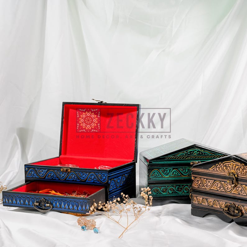 Handmade Rosewood Jewelry Box with Drawer: Velvet Lined Organizer