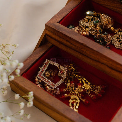 Handmade Rosewood Tiered Jewelry Box: Horse Decor, Velvet Lined
