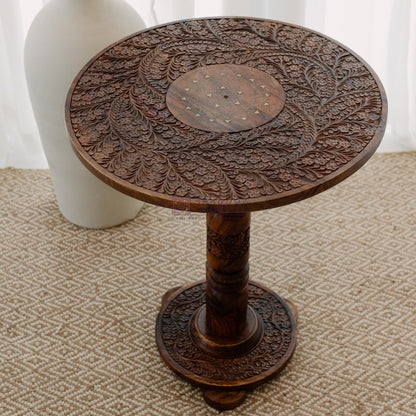 Wooden Round Shaped End Table Modern Sofa Side Table Rustic Home Decor Coffee Table Handmade Nightstand Laptop Stand