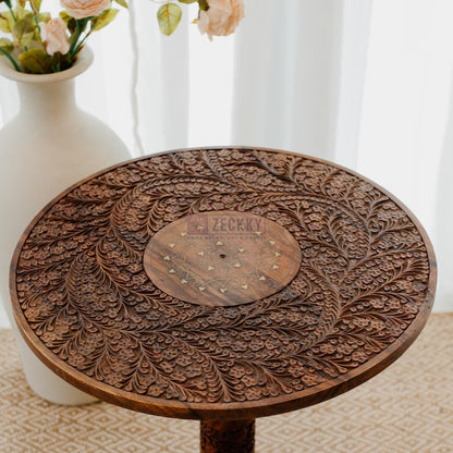 Wooden Round Shaped End Table Modern Sofa Side Table Rustic Home Decor Coffee Table Handmade Nightstand Laptop Stand