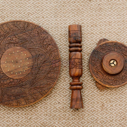 Wooden Round Shaped End Table Modern Sofa Side Table Rustic Home Decor Coffee Table Handmade Nightstand Laptop Stand