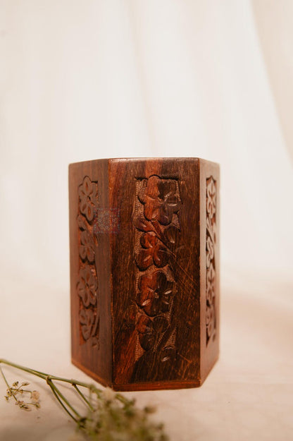 Teacher Desk Organizer – Handmade Carved Pencil & Pen Holder – Rustic Office Decor – Unique Teacher Appreciation Gift