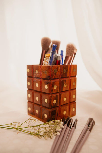 Wooden Remote Control Holder – Handcrafted Rosewood Organizer Box | Rustic TV Remote Stand for Living Room, Bedroom, or Office Use