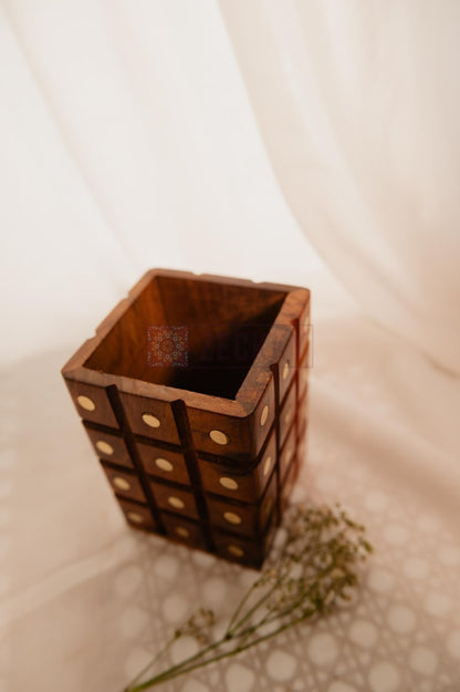 Wooden Remote Control Holder – Handcrafted Rosewood Organizer Box | Rustic TV Remote Stand for Living Room, Bedroom, or Office Use