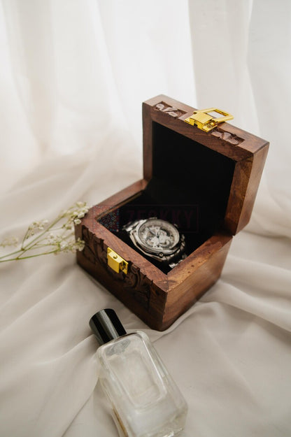 Handmade Wooden Watch Case with Lock – Single Watch Box for Men’s Timepiece - Elegant Gift for Dad, Groom or Boyfriend