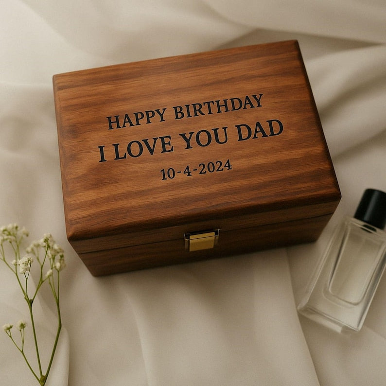 Engraved Wooden Watch Box – Personalized Keepsake, Jewelry Organizer