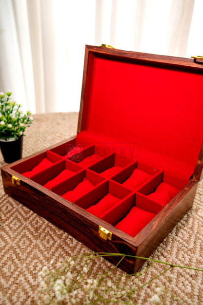 Rustic Wooden Watch Box: 10-Slot Floral Carved Boho Decor