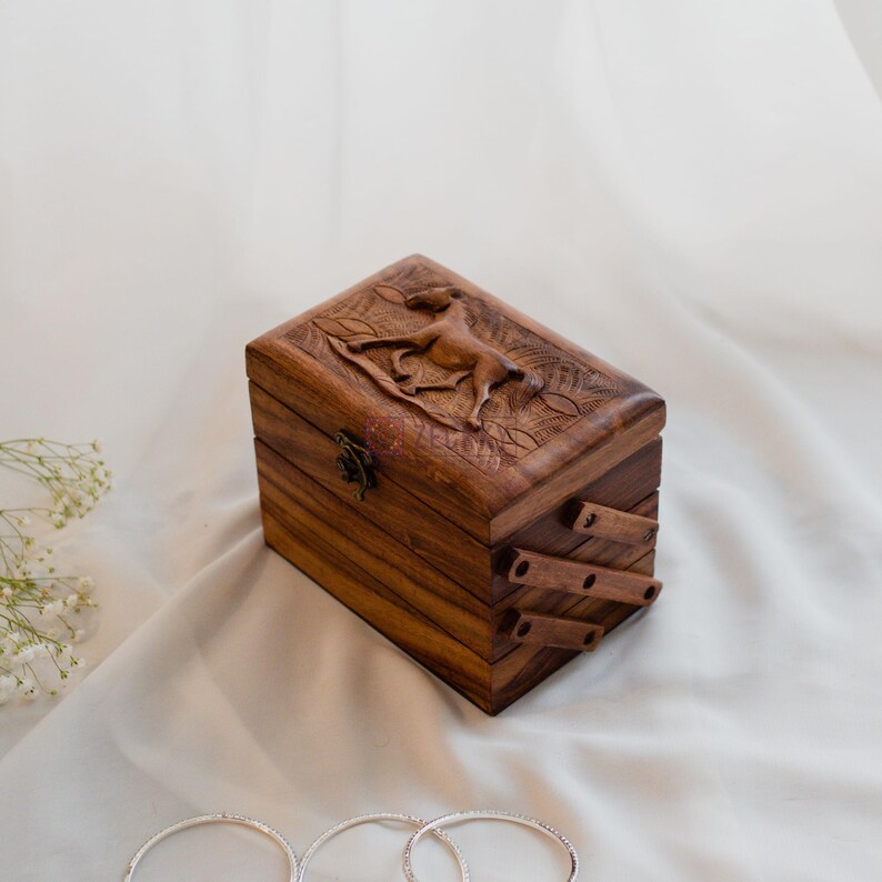 Boho Jewelry Storage Box, Rustic Horse Lover Gift, Personalized Foldable Organizer for Her, Teen Girl Gift, & Wedding Keepsake