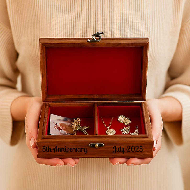 Personalized Rosewood Jewelry Box: Hand-Carved Horse Design, Velvet Lined