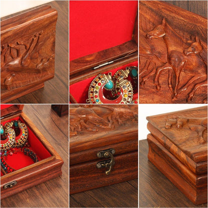 Personalized Rosewood Stash Box: Hand-Carved Horse Design, Velvet Lined