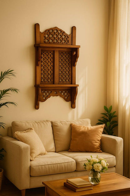 Decorative Wood Wall Shelf, Hanging Display Shelf, Floating Plant Shelves for Living Room, Kitchen, or Bedroom