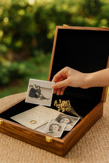 Wedding Card Box - Personalized Wooden Memory Box for Couples, Bridesmaid Gift, Groomsmen Gift Box, Custom Wedding Gift & Anniversary Gift