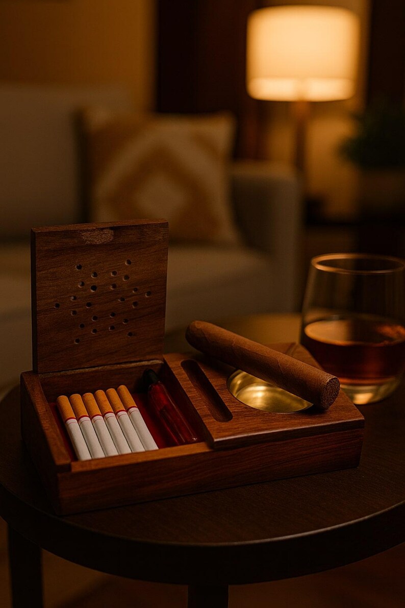 Cigar Accessories Gift Set – Personalized Cigar Ashtray for Best Man, Retirement Gift, Graduation Gift & Wedding Party Favors