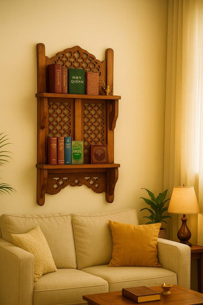 Decorative Wood Wall Shelf, Hanging Display Shelf, Floating Plant Shelves for Living Room, Kitchen, or Bedroom