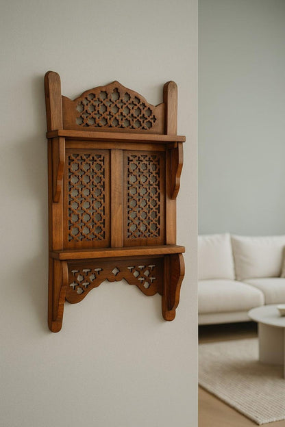 Decorative Wood Wall Shelf, Hanging Display Shelf, Floating Plant Shelves for Living Room, Kitchen, or Bedroom