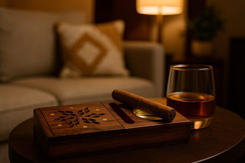 Cigar Accessories Gift Set – Personalized Cigar Ashtray for Best Man, Retirement Gift, Graduation Gift & Wedding Party Favors