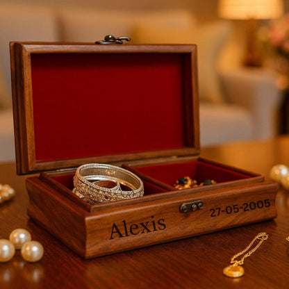 Small Personalized Jewelry Box Custom Travel Case with 2 Compartments Christmas Gift for Her 21st Birthday Gift
