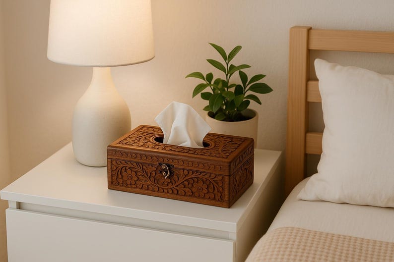 Home Decor Natural Wood Tissue Paper Box Handmade Birthday Wedding Gift for Couple Unique Housewarming Gifts for Friends