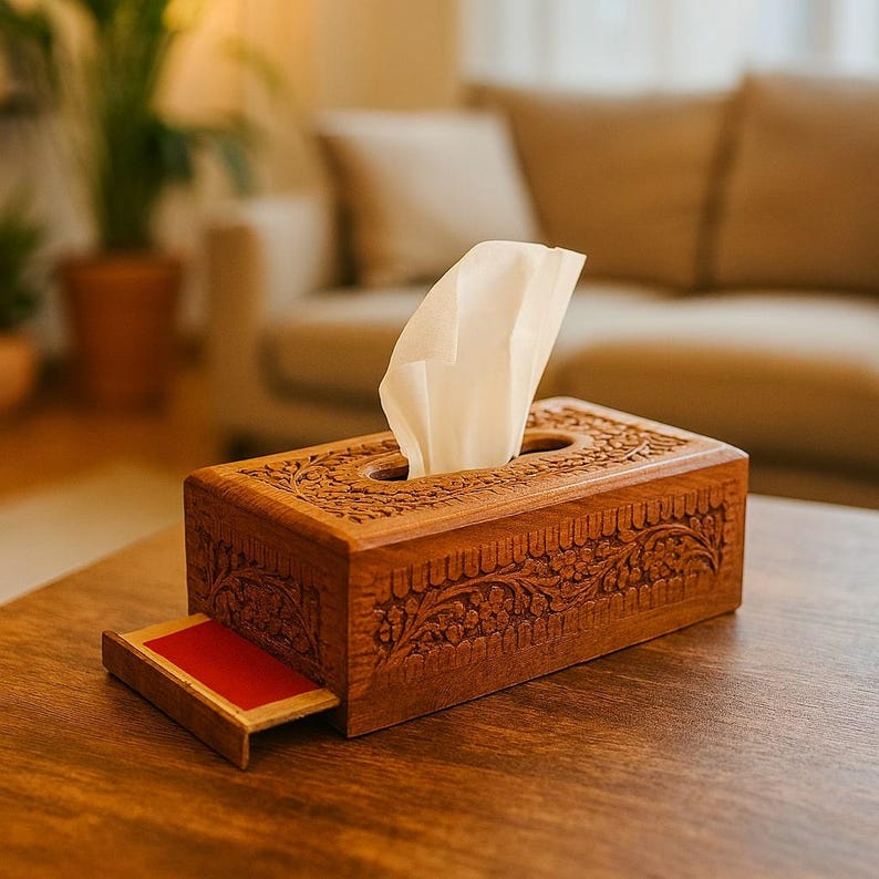 Home Decor Natural Wood Tissue Paper Box Handmade Birthday Wedding Gift for Couple Unique Housewarming Gifts for Friends