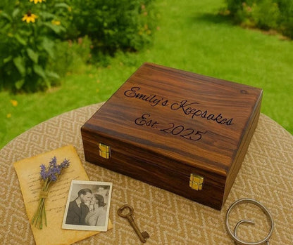 Custom Personalized Wooden Keepsake box - Valentines Gift for Him, Her, Boyfriend Girlfriend, Couple, Men, Wedding Engagement Card Wood box