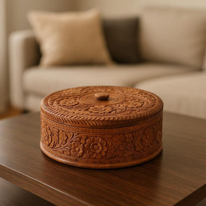 Kitchen Decor Indian Spice Box, Wooden Masala Box with Lid, Masala Dabba, Spice Container, Multipurpose Kitchen Storage Box for Holiday Gift