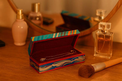 Decorative Rosewood Necklace Box: Hand-Painted Jewelry Holder