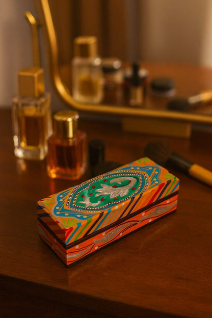 Decorative Rosewood Necklace Box: Hand-Painted Jewelry Holder