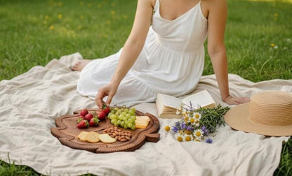 Wooden Fruit Basket Foldable Picnic Basket Collapsible Serving Trays Kitchen Decor Gift & Housewarming Gift