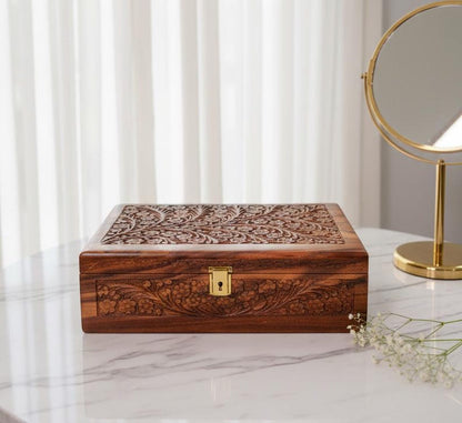 Engraved Wood Jewelry Box for Men: 10 Watch Box First Anniversary Gift for Him