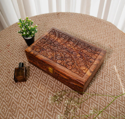 Engraved Wood Jewelry Box for Men: 10 Watch Box First Anniversary Gift for Him