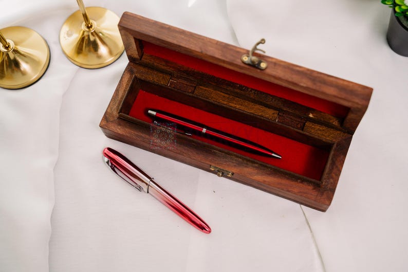 Custom Wooden Pen Box Engraved Pen Case Personalized Wood Pen Boxes Rustic Pen Storage Display Wooden Pen Gift for Him Dad