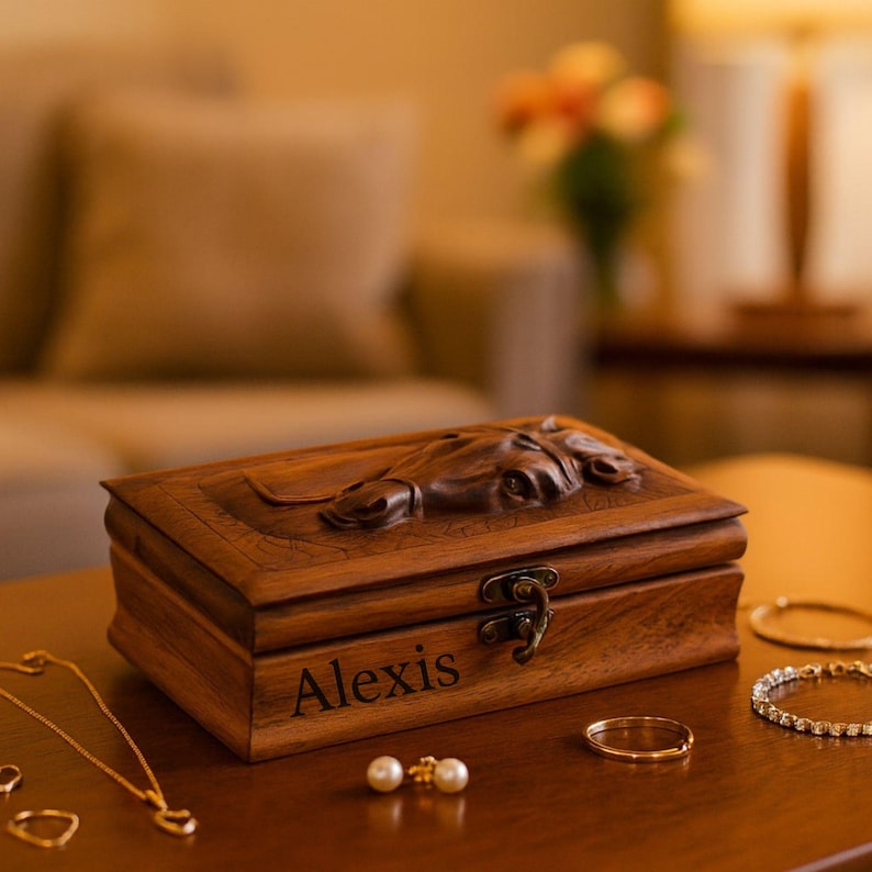 Small Personalized Jewelry Box Custom Travel Case with 2 Compartments Christmas Gift for Her 21st Birthday Gift