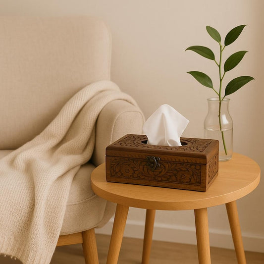 Vintage Wooden Tissue Box Rectangle Napkins Holder: Rustic Home Decor Gifts for Mom Friends