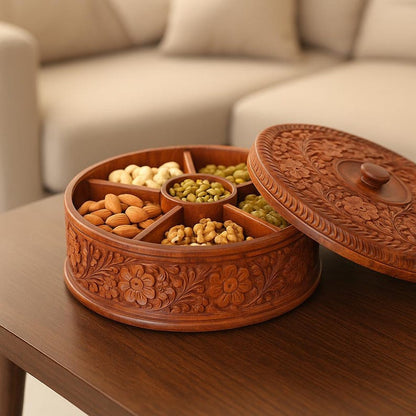 Kitchen Decor Indian Spice Box, Wooden Masala Box with Lid, Masala Dabba, Spice Container, Multipurpose Kitchen Storage Box for Holiday Gift