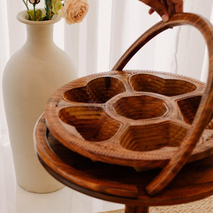 Handcrafted Wooden Wine Picnic Table – Boho Patio Serving Tray