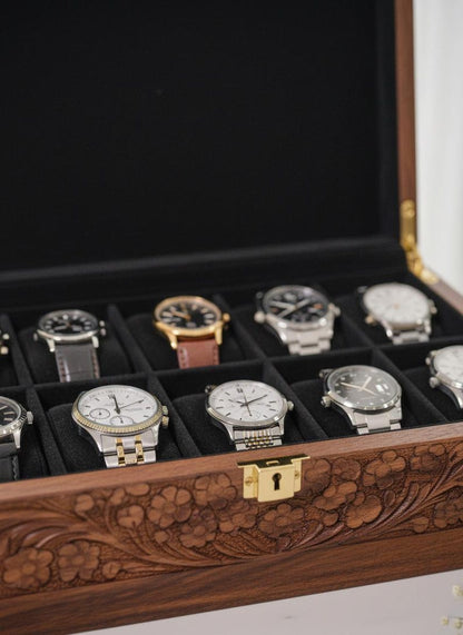 Engraved Wood Jewelry Box for Men: 10 Watch Box First Anniversary Gift for Him