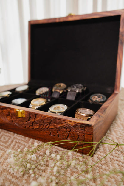 Engraved Wood Jewelry Box for Men: 10 Watch Box First Anniversary Gift for Him