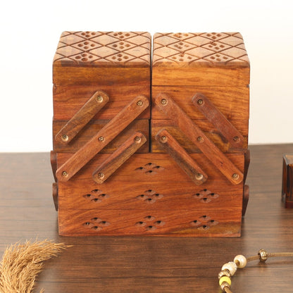 Custom Jewelry Box with Drawers and Mirror Handmade Large Engraved Wooden Organizer Gift for Women Sister Best Friend Jewelry Lover