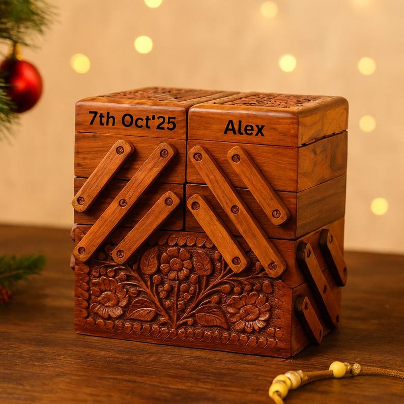 Custom Jewelry Box with Drawers and Mirror Handmade Large Engraved Wooden Organizer Gift for Women Sister Best Friend Jewelry Lover