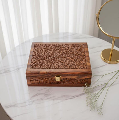 Wooden Watch Box for Men Jewelry Organizer Box with 10 Divider Slots and Pillows Best Gifts for Dad & Valentine Gift for Him