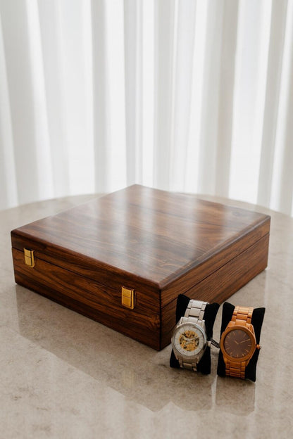 Personalized Watch Box Men 15 Slot Wooden Organizer Gift Dad Husband Son Anniversary Accessory Case