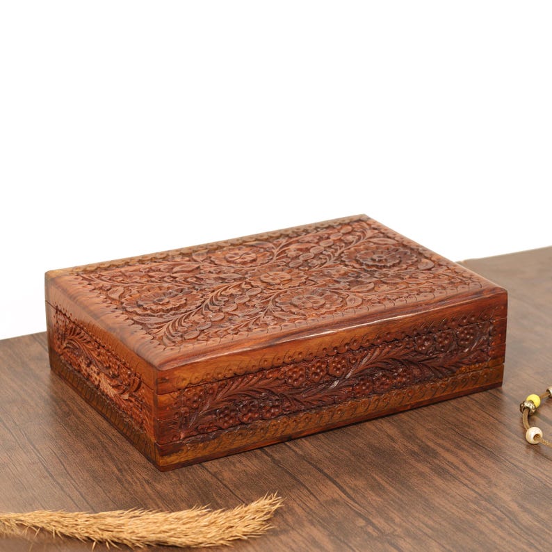 SECRET LOCK BOX - Hidden Compartment Secret Opening Puzzle Box Wood, Handmade Hidden Lock Jewelry Box, Vintage Jewelry Organizer