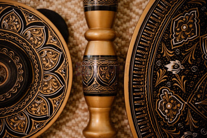 Modern Moroccan Round Coffee Table with Folding Legs Live Edge Wood End Table for Farmhouse Decor