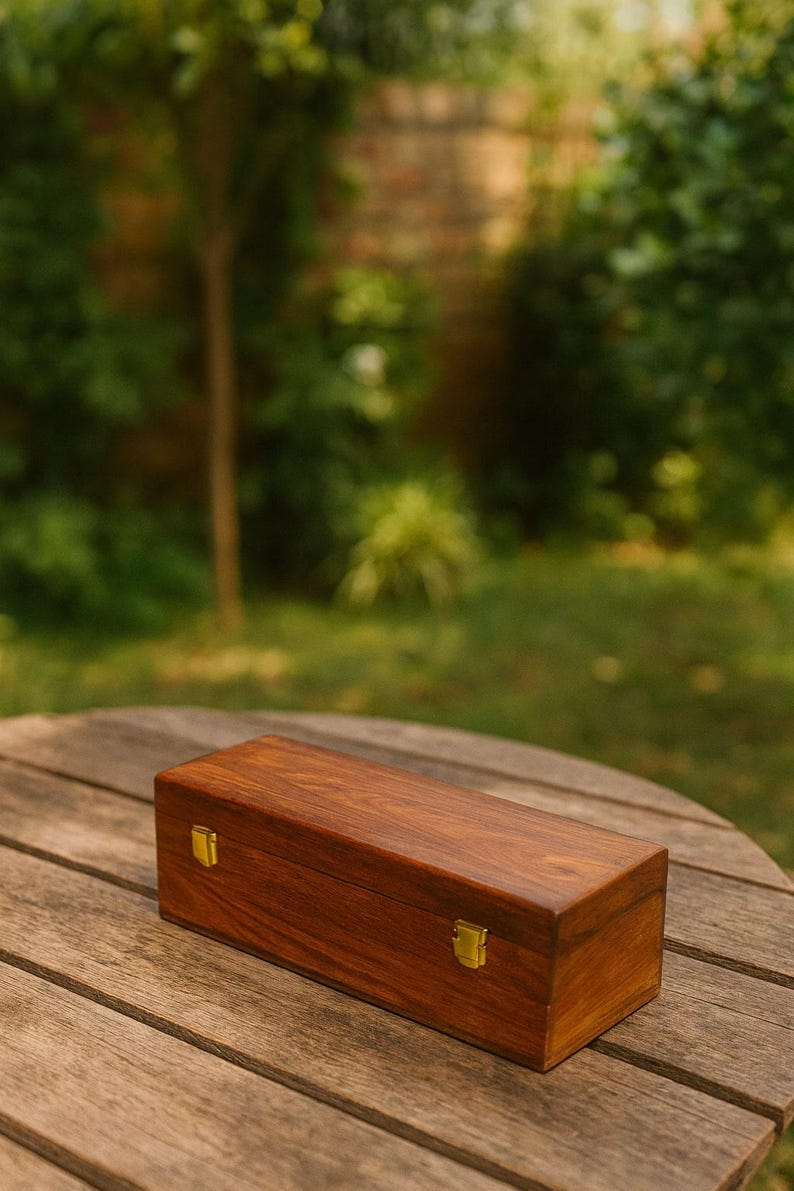 Engraved Wood Tea Box with 5 Compartments, Personalized Tea Organizer