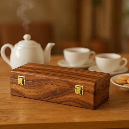 Personalized Rustic Wood Tea Box - Custom Tea Bag Organizer