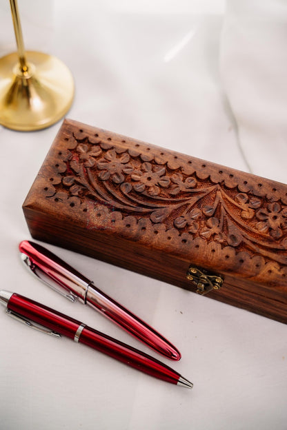 Custom Wooden Pen Box Engraved Pen Case Personalized Wood Pen Boxes Rustic Pen Storage Display Wooden Pen Gift for Him Dad