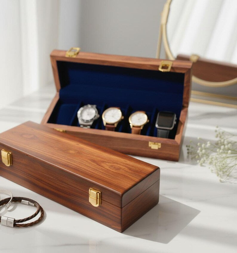 Personalized Wood Watch Box, Engraved Travel Jewelry Case, Gift for Him