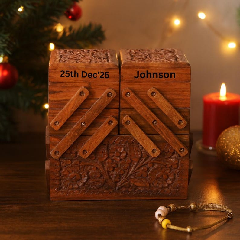 Custom Jewelry Box with Drawers and Mirror Handmade Large Engraved Wooden Organizer Gift for Women Sister Best Friend Jewelry Lover