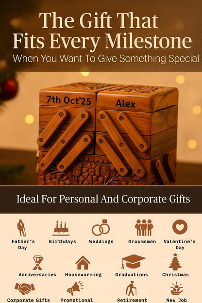 Custom Jewelry Box with Drawers and Mirror Handmade Large Engraved Wooden Organizer Gift for Women Sister Best Friend Jewelry Lover