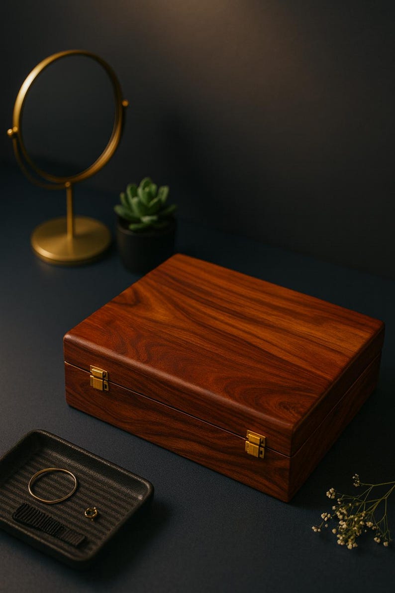 Custom Engraved Wooden Watch Case – 10 Slot Vintage Jewelry Organizer, Gift for Men, Husband, Dad & Groomsmen